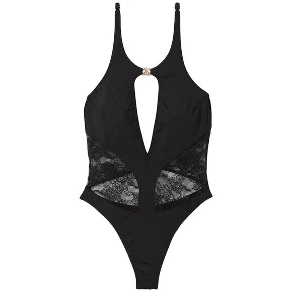 New! Victoria’s Secret Very Sexy Black So Obsessed High Neck Teddy 4317 - Picture 1 of 9